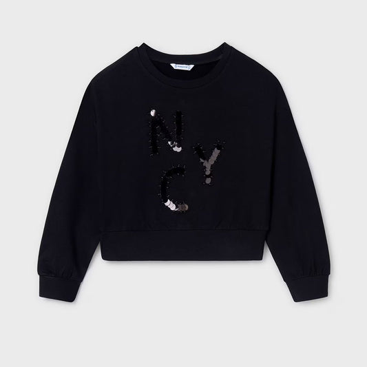 Sudadera negra apliques para niña jr