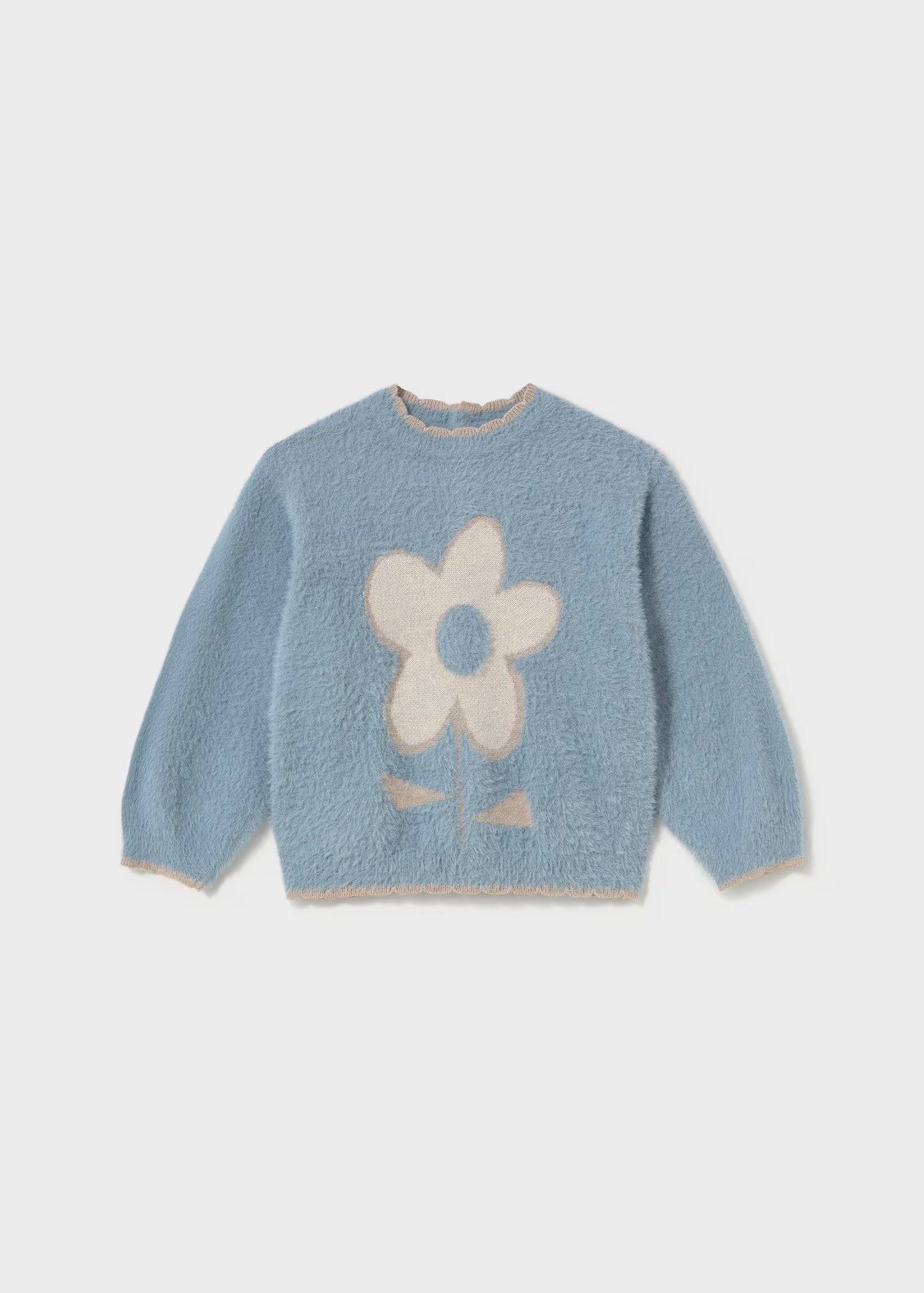 Suéter azul flor bebé niña