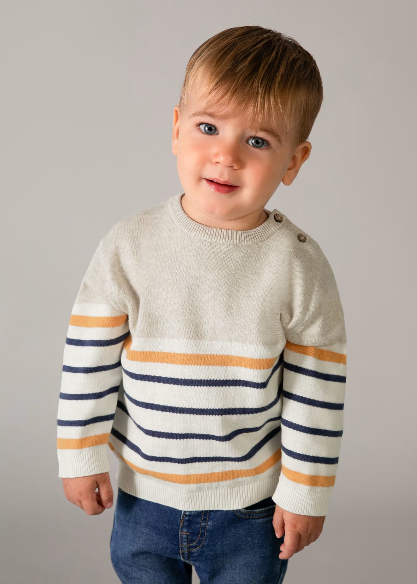 Suéter rayas beige bebé niño