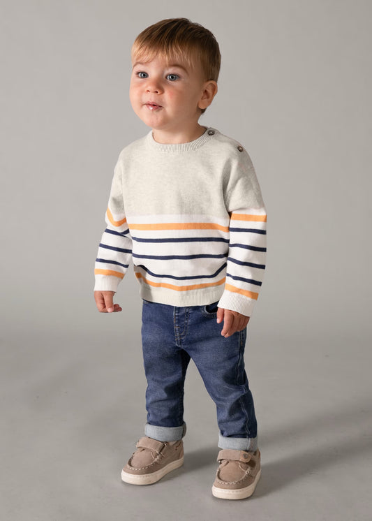 Suéter rayas beige bebé niño