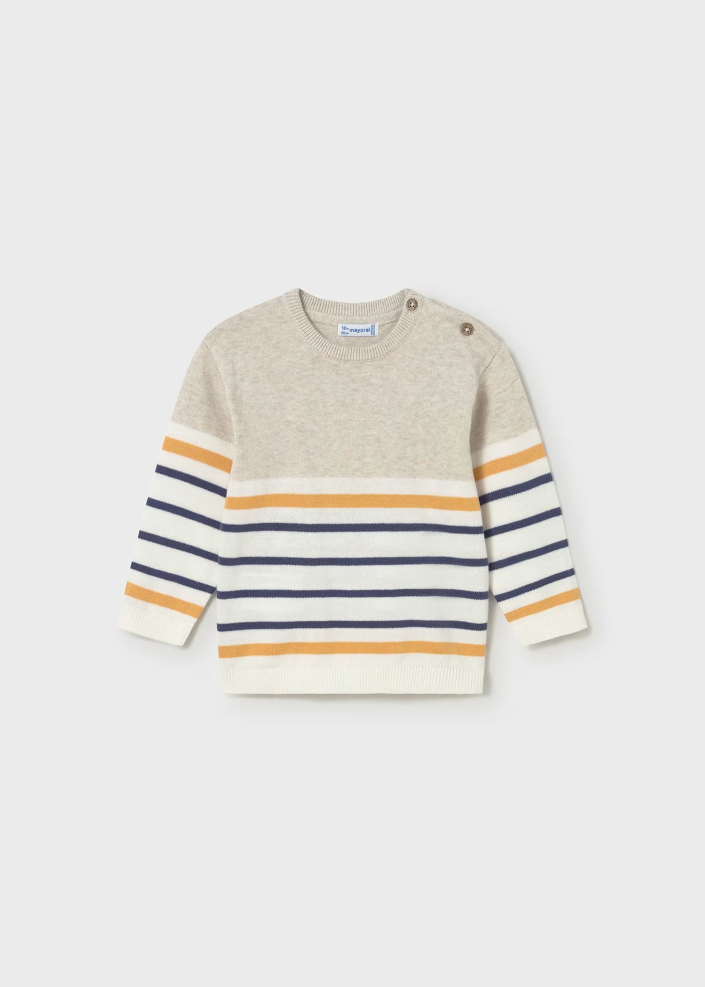 Suéter rayas beige bebé niño