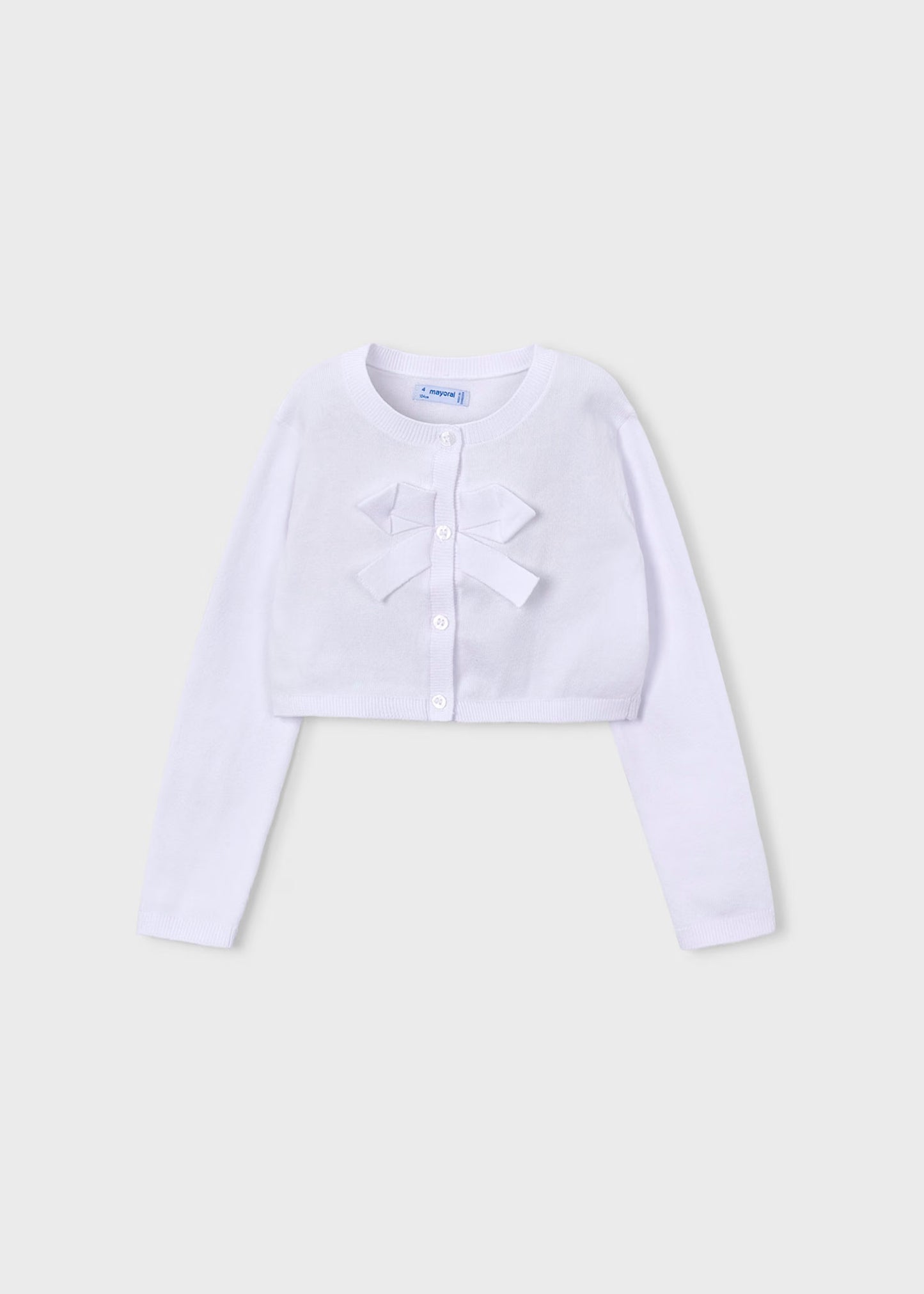 Suéter torera blanca con moño para mini niña