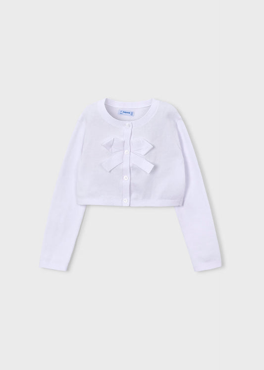 Suéter torera blanca con moño para mini niña