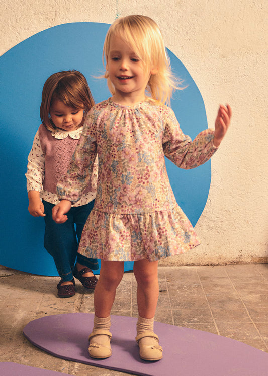 Vestido bambula flores bebé niña
