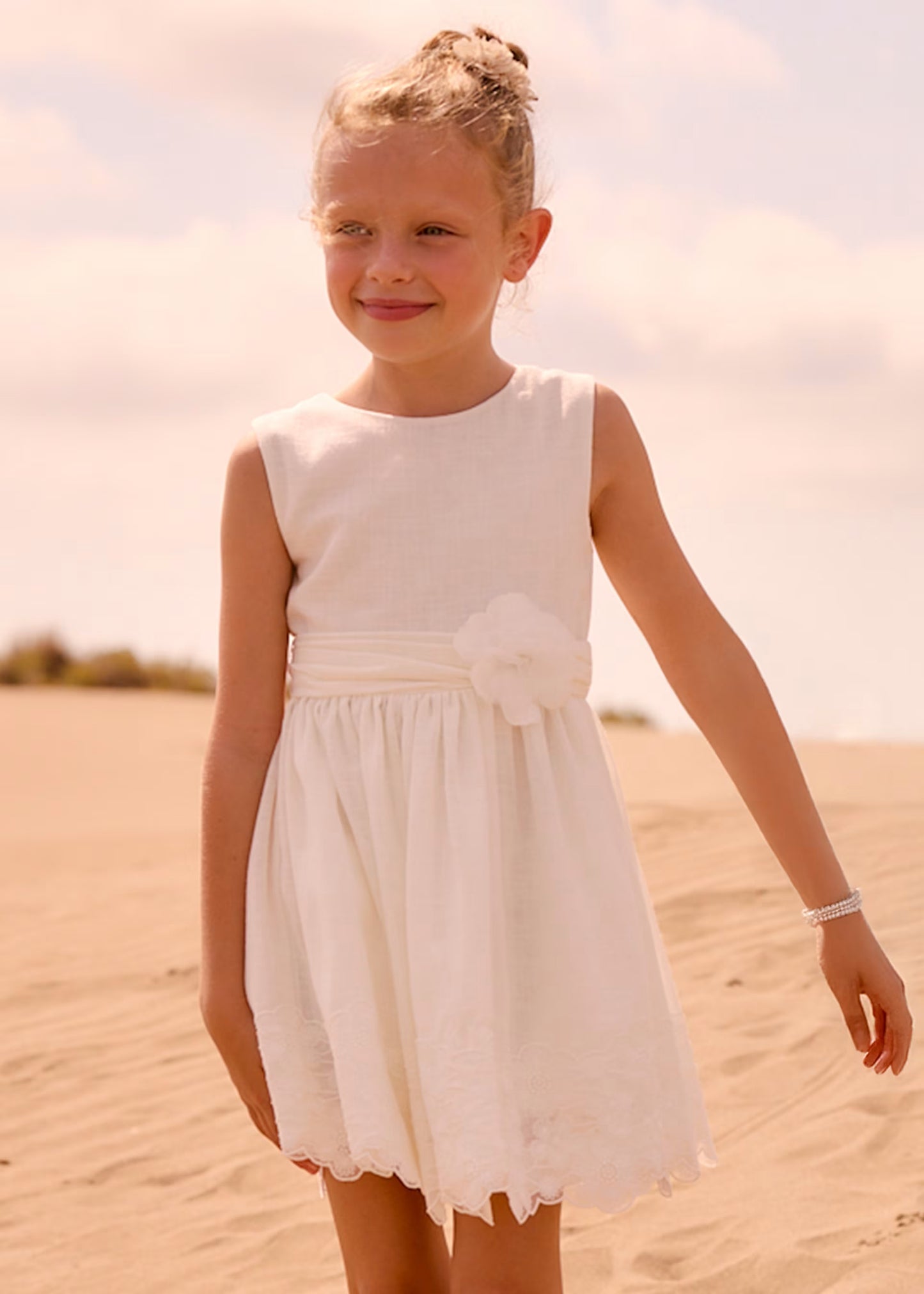 Vestido blanco ceremonia encaje mini niña