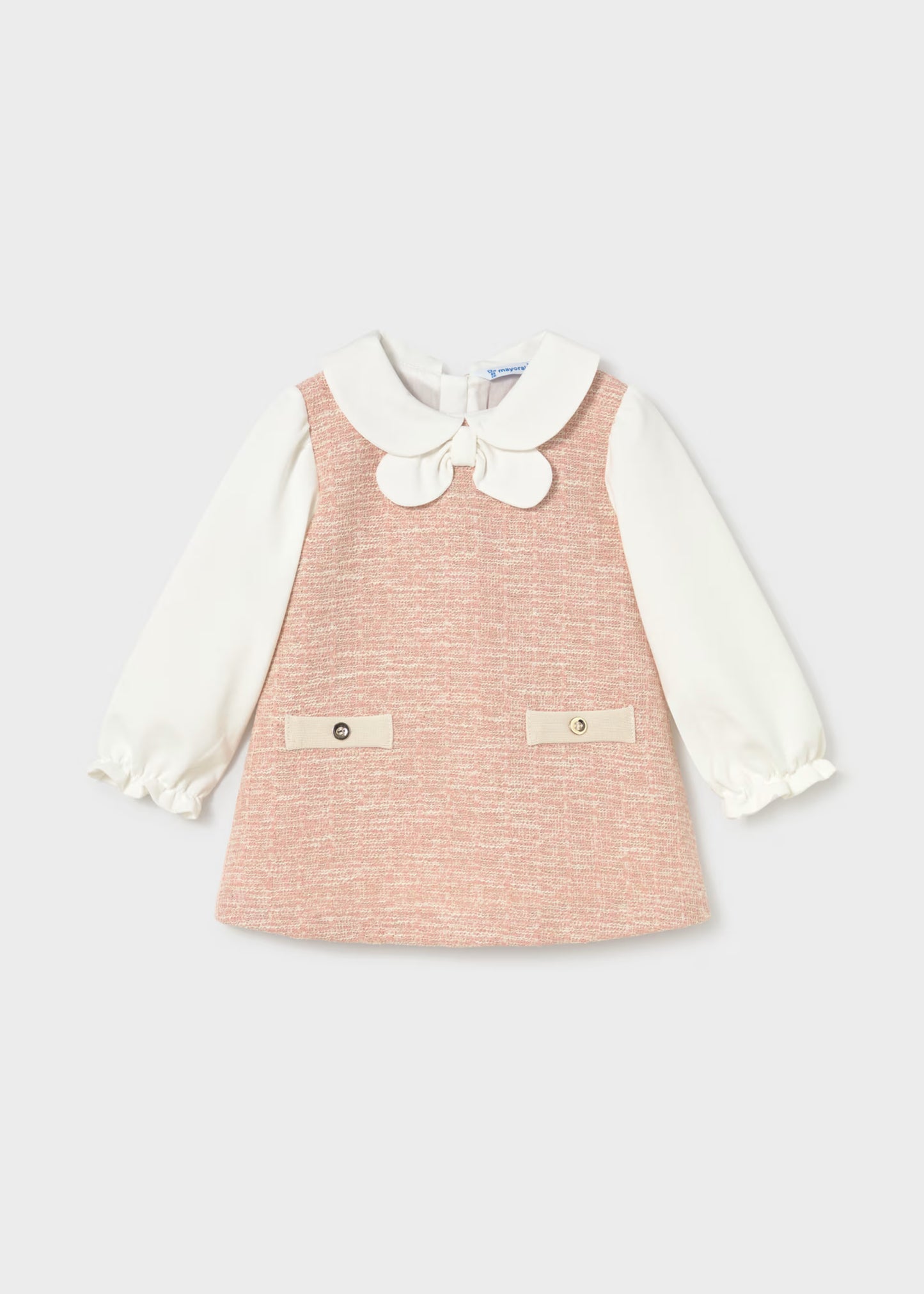 Vestido rosa tweed bebé niña