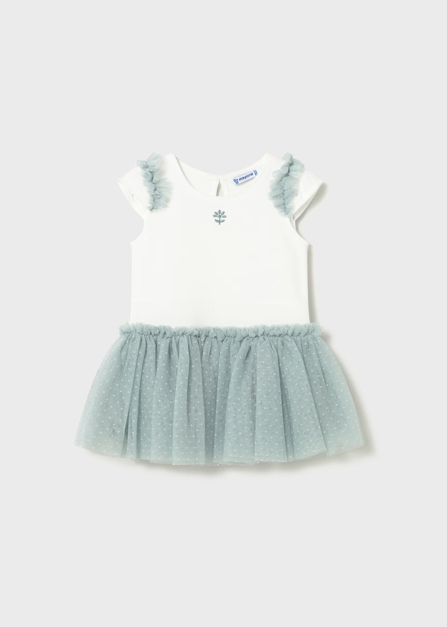Vestido combinado con tutú verde lago bebé niña