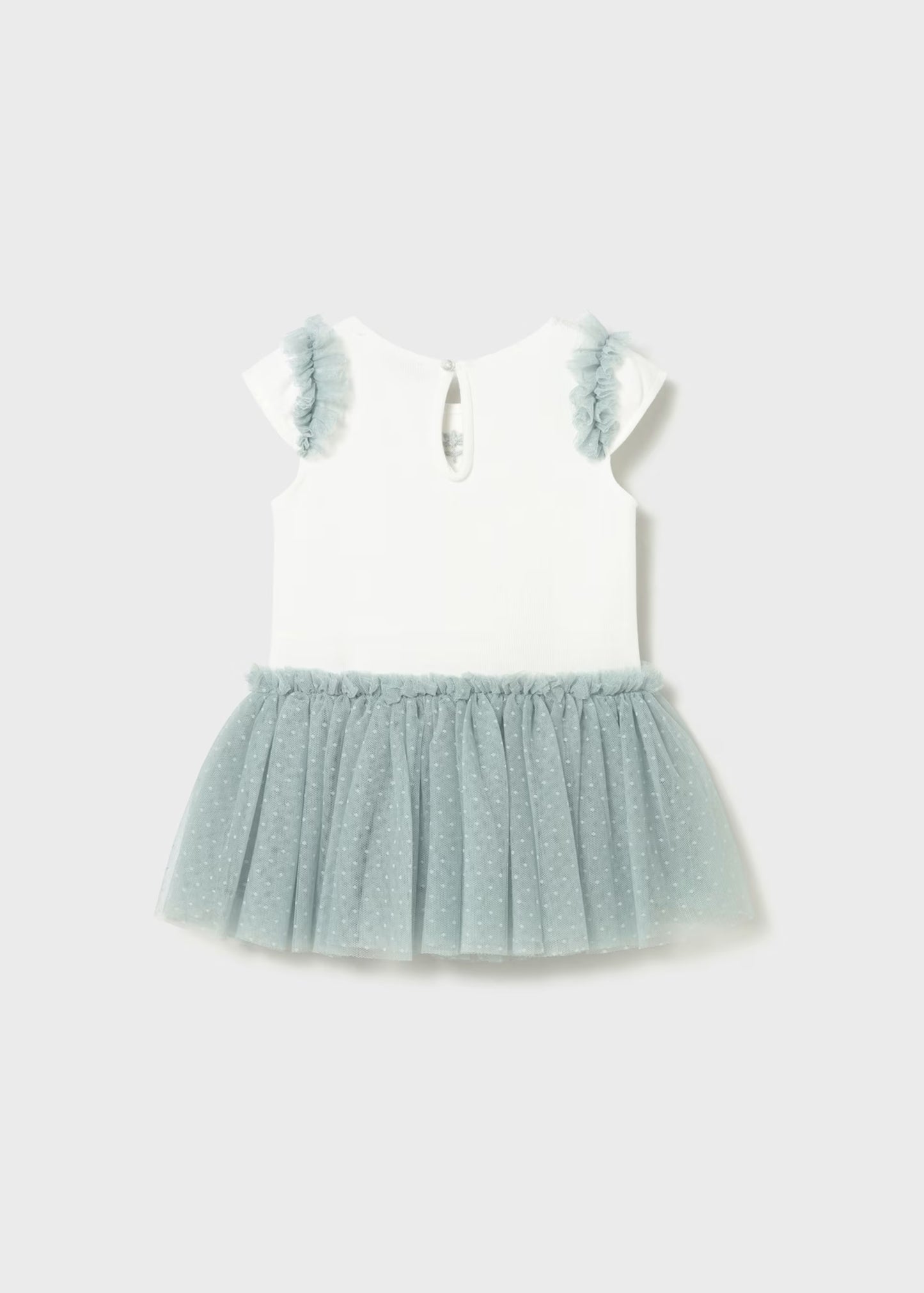 Vestido combinado con tutú verde lago bebé niña