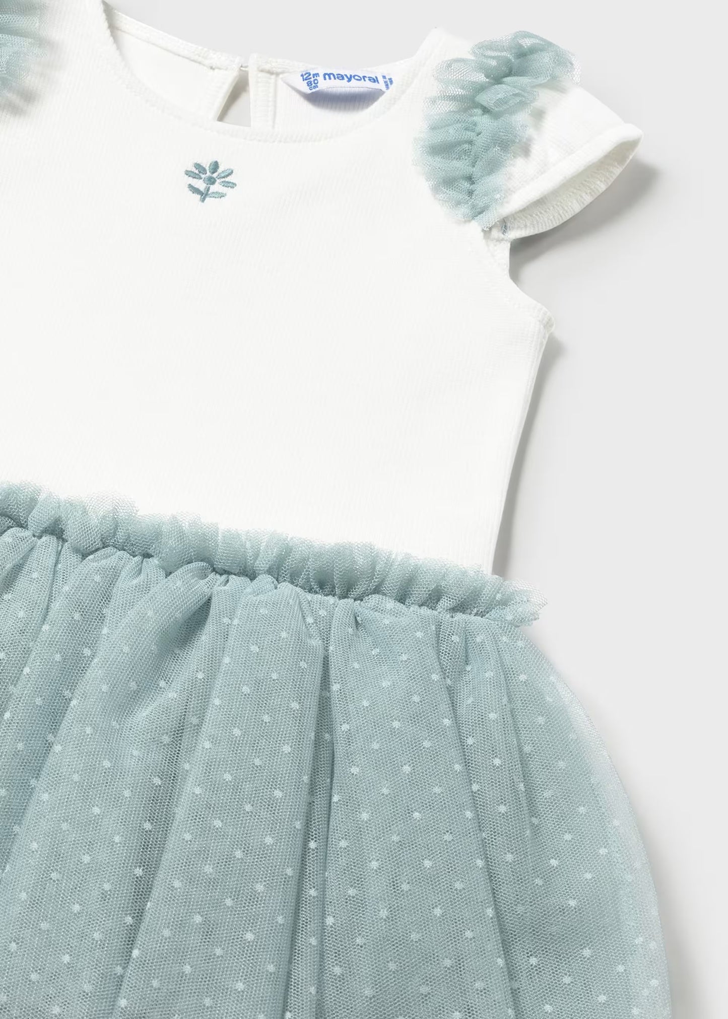 Vestido combinado con tutú verde lago bebé niña