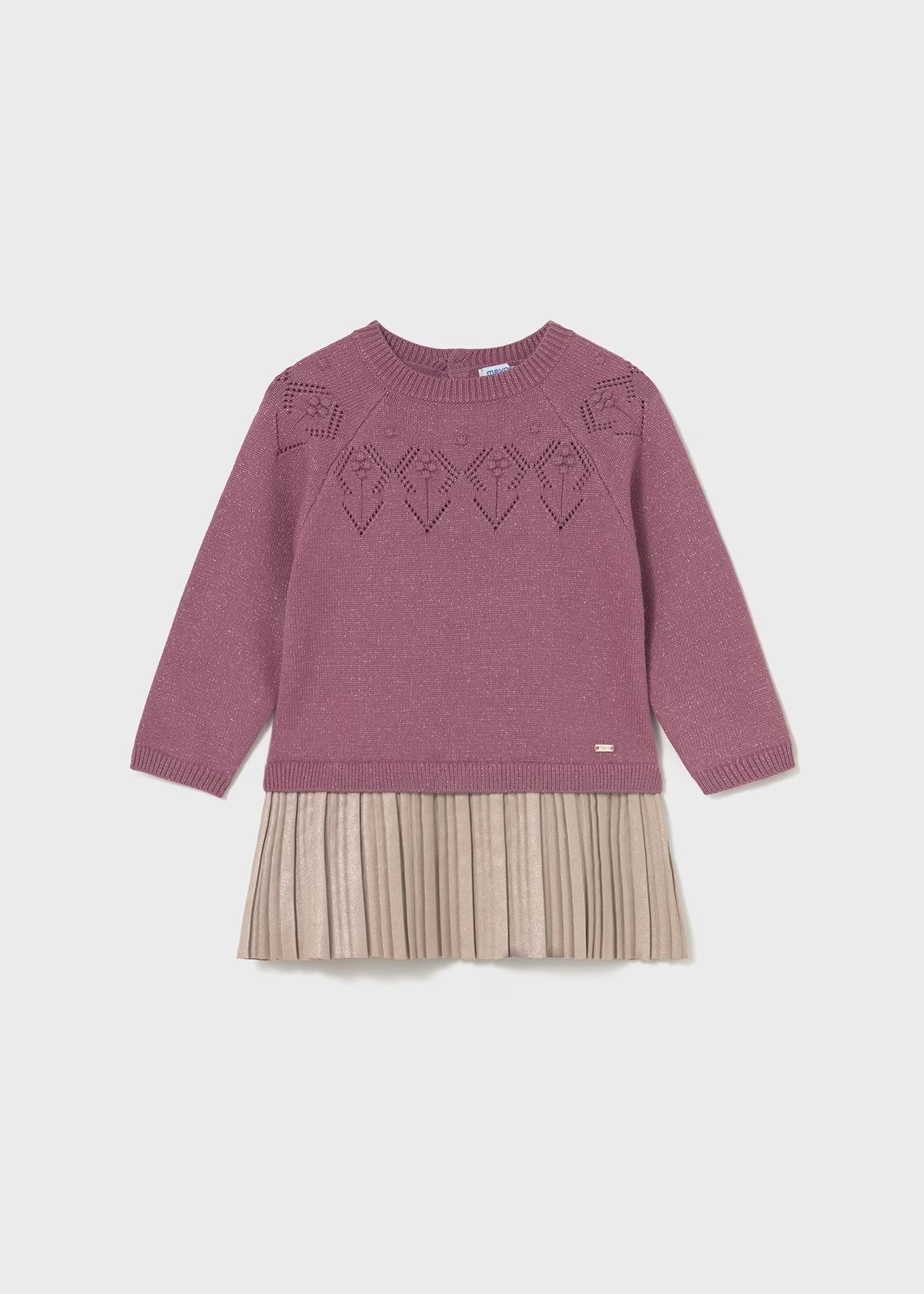 Vestido combinado tricot rosa bebé niña