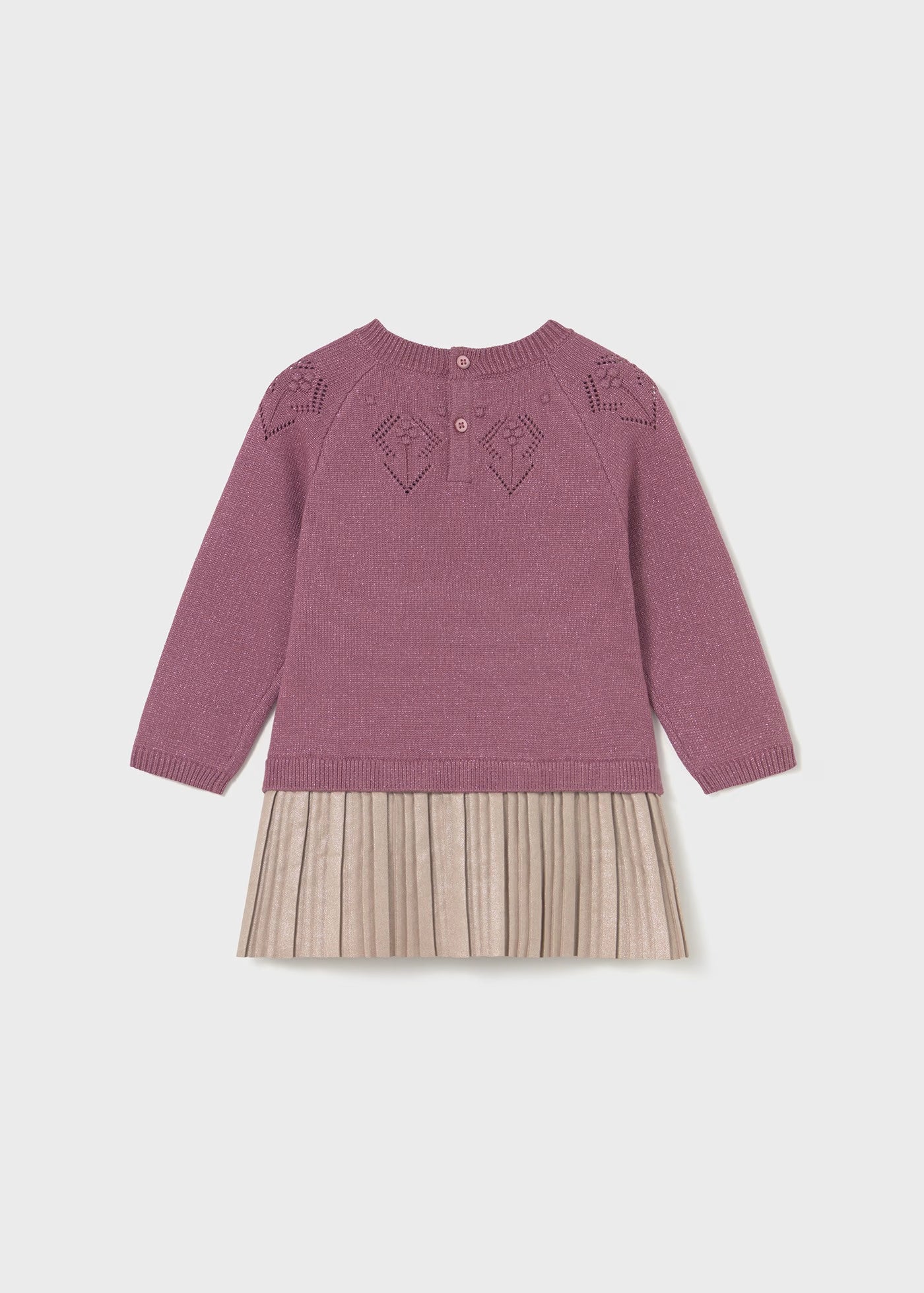 Vestido combinado tricot rosa bebé niña