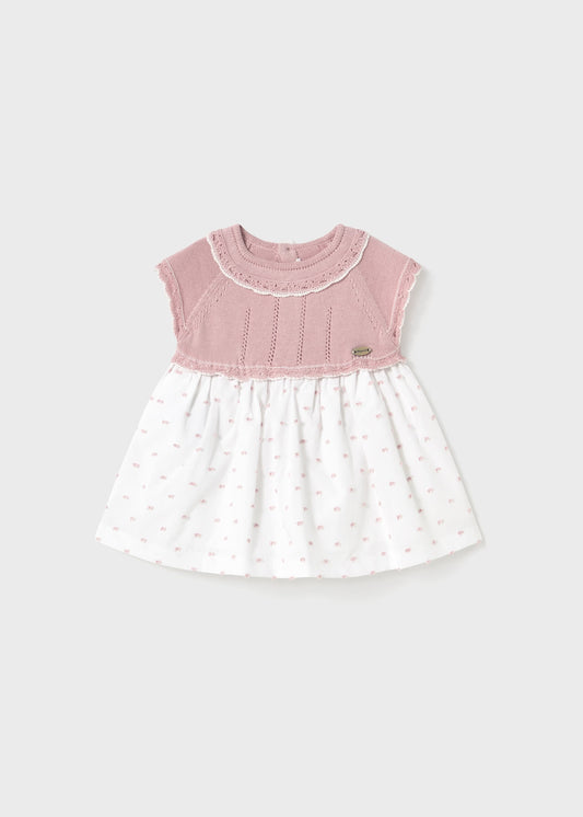 Vestido combinado rosa recién nacida