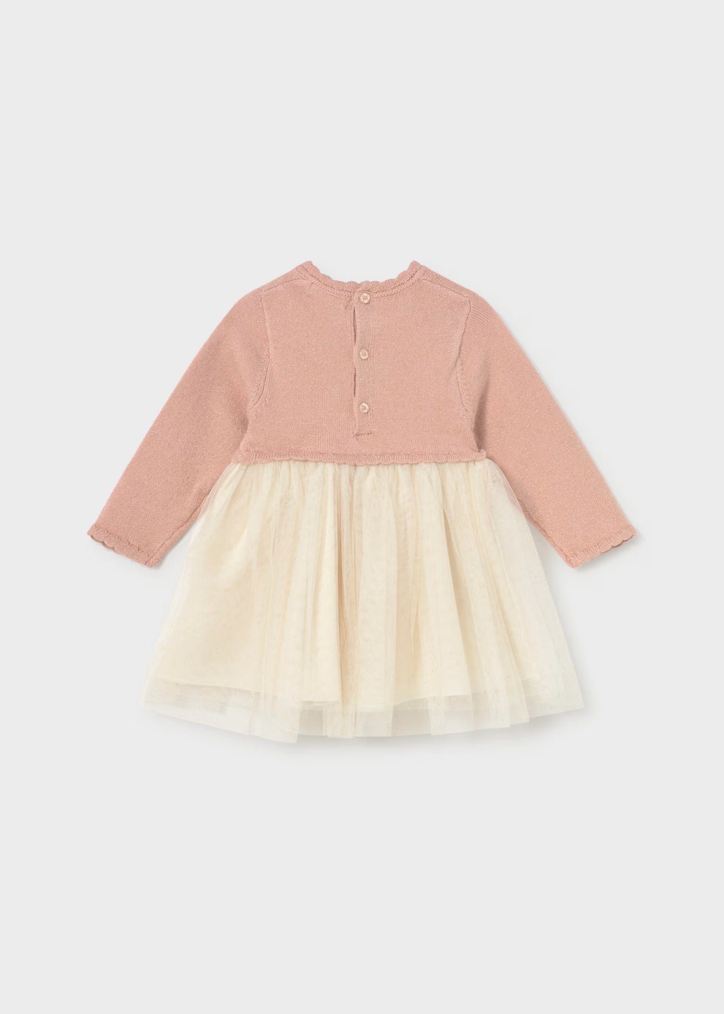 Vestido rosa combinado tricot y tul bebé niña