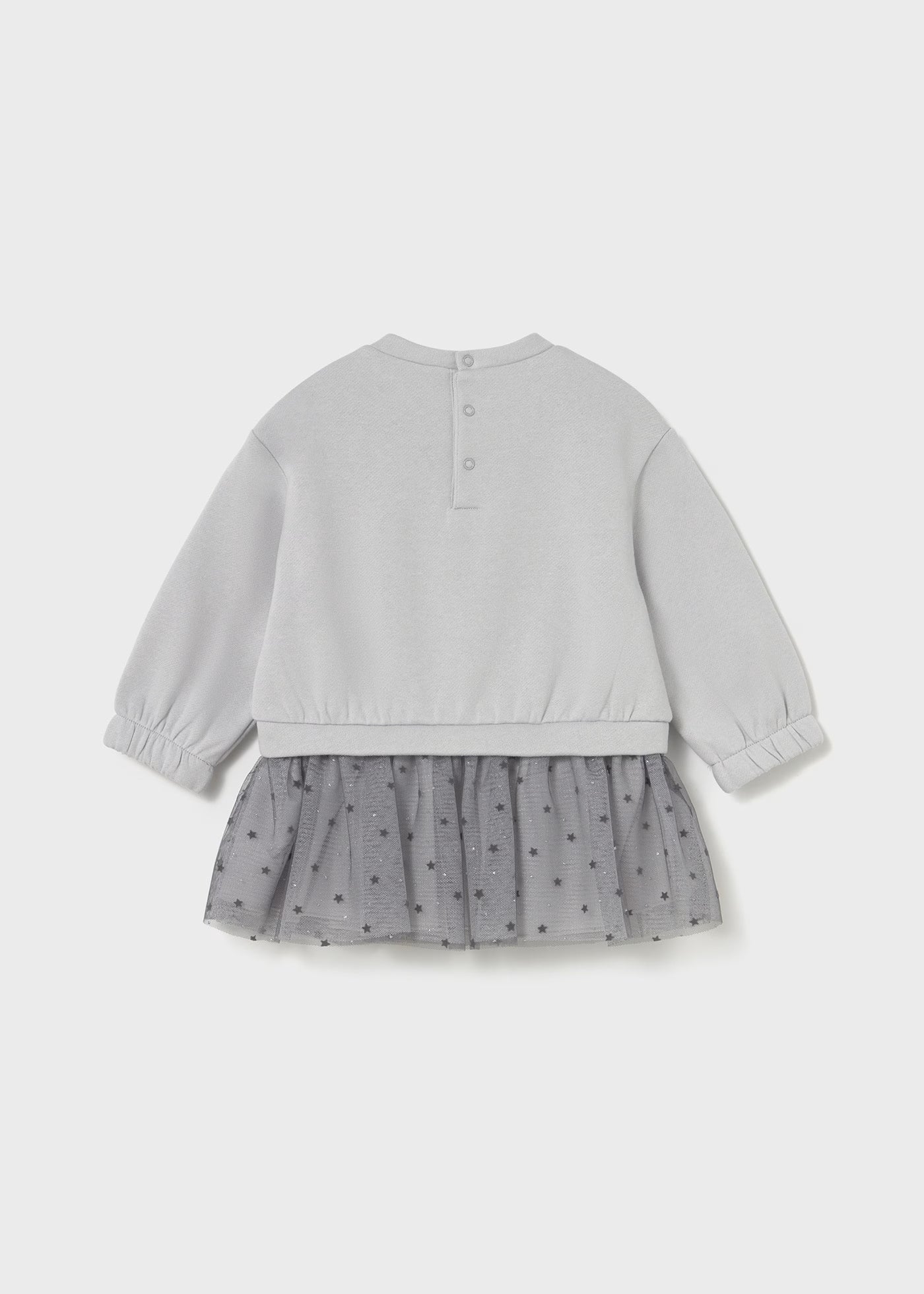 Vestido gris combinado tul estrella bebé niña