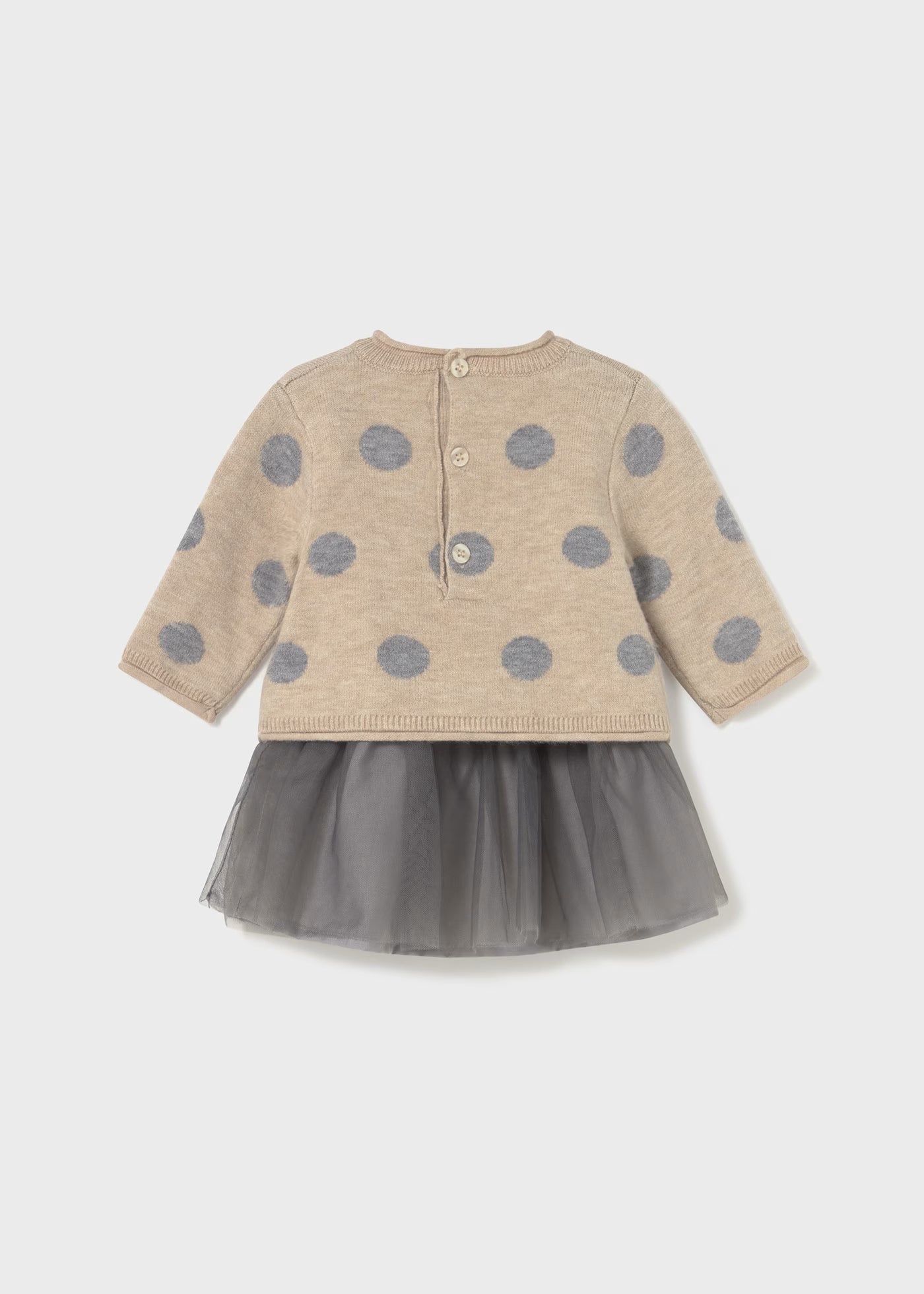 Vestido beige combinado tul recién nacida