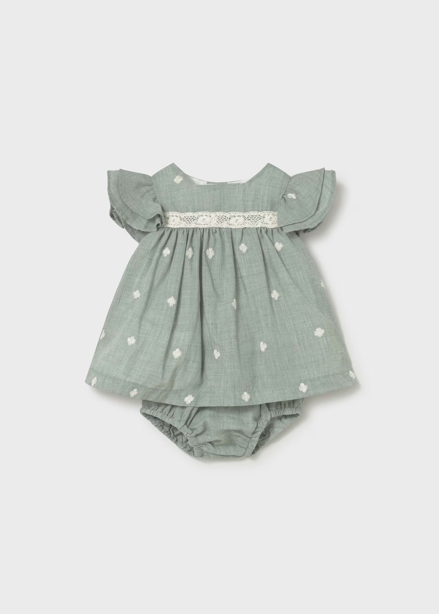 Vestido aqua con cubrepañal recién nacida