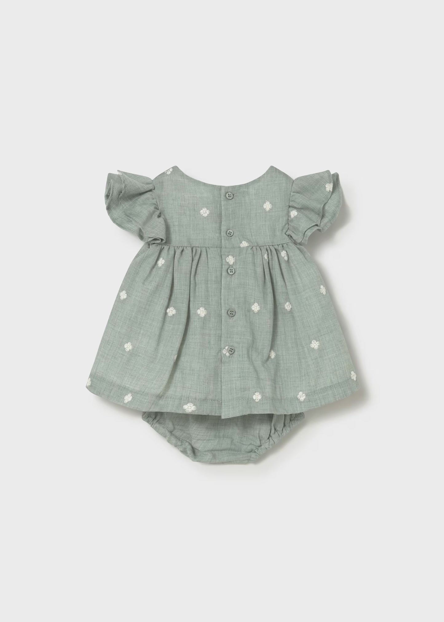 Vestido aqua con cubrepañal recién nacida