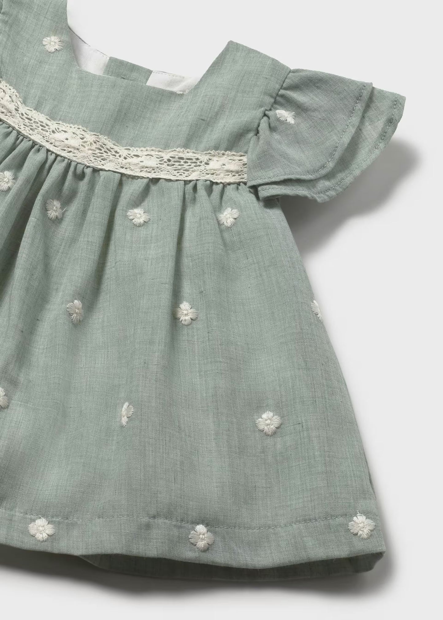Vestido aqua con cubrepañal recién nacida