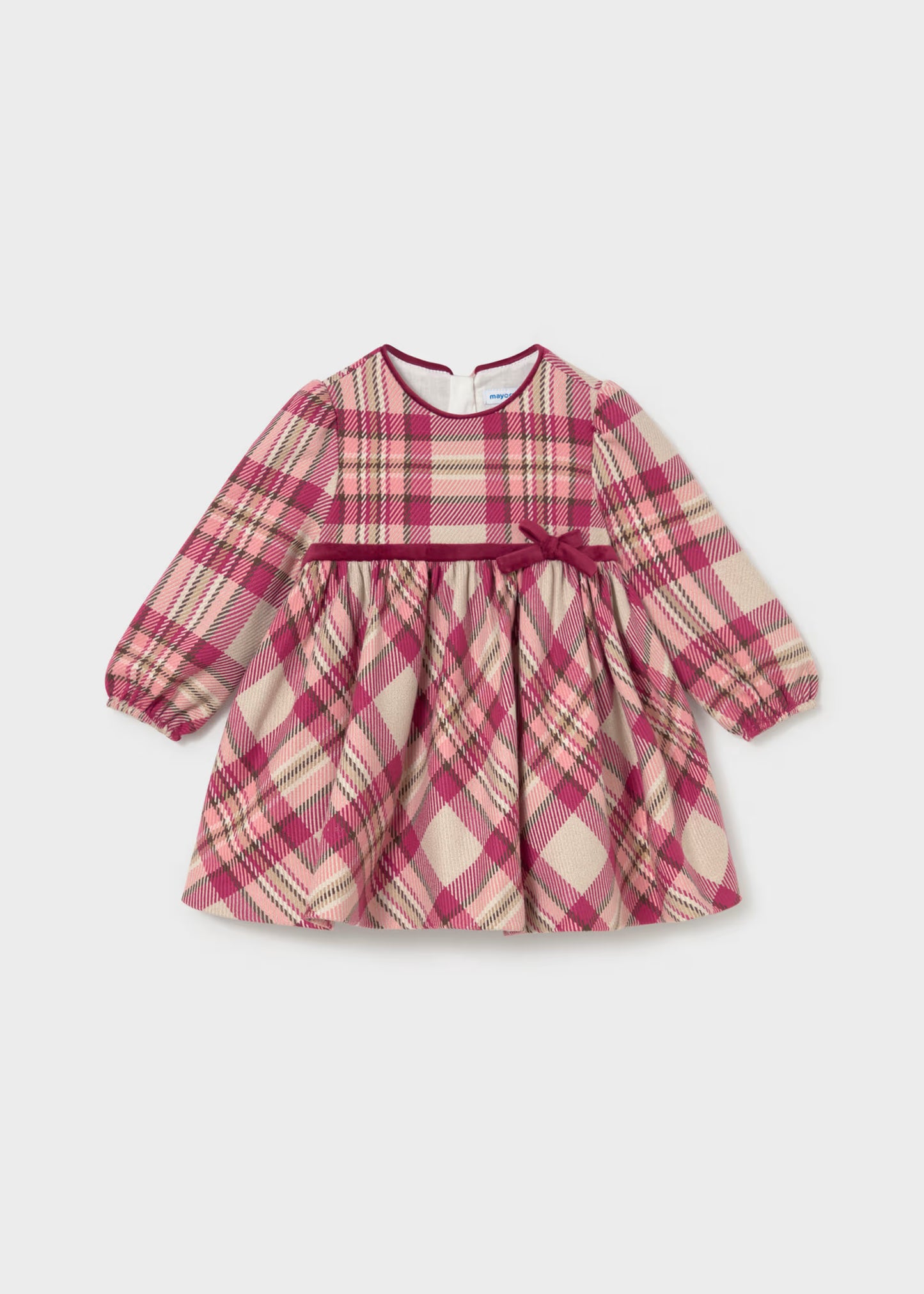 Vestido rosa cuadros bebé niña