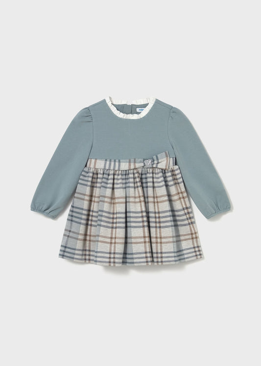 Vestido cuadros combinado azul bebé niña