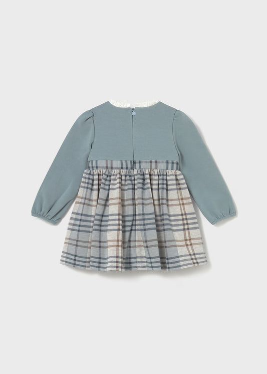 Vestido cuadros combinado azul bebé niña