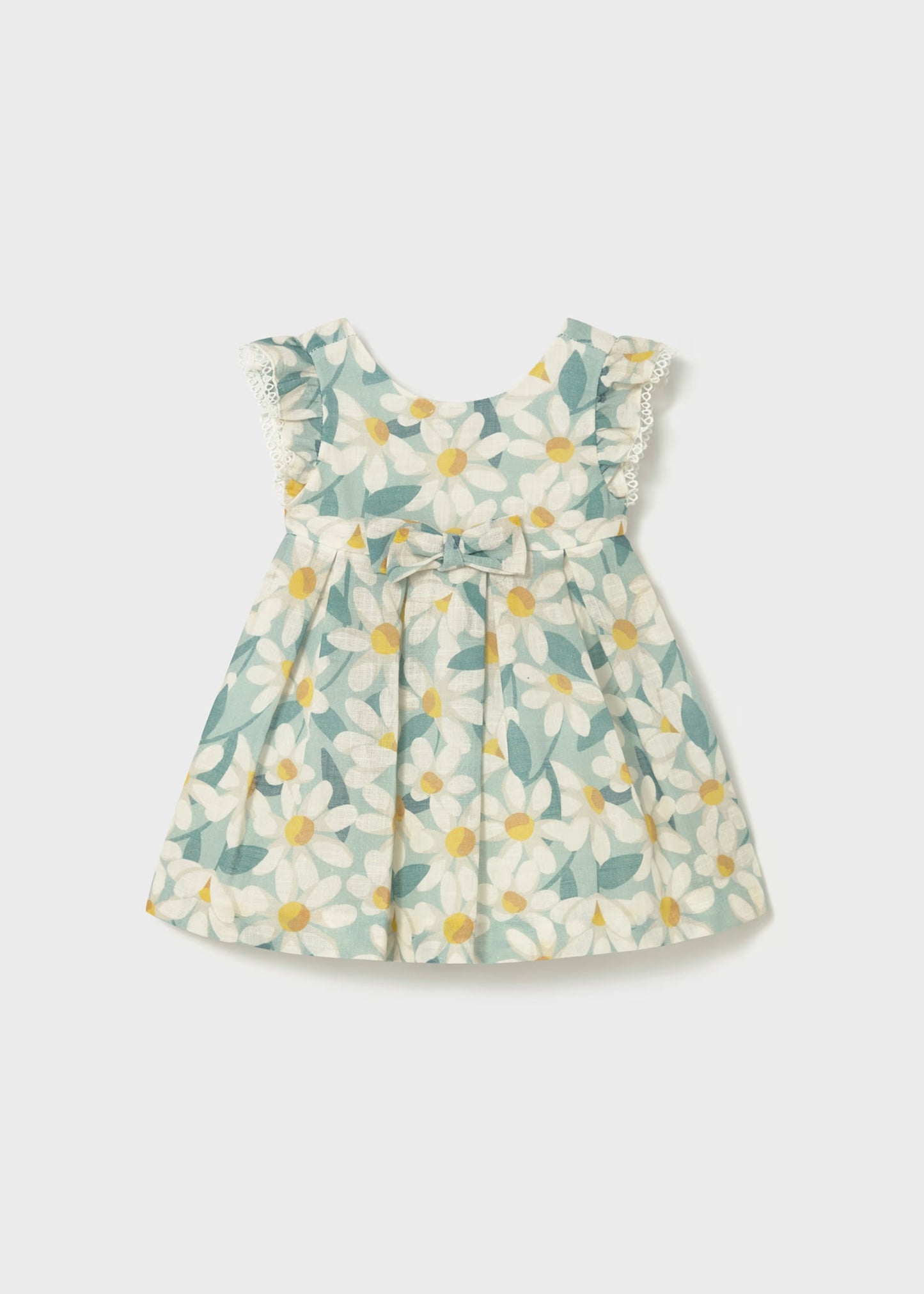 Vestido de ceremonia con holanes y estampado de flores bebé niña