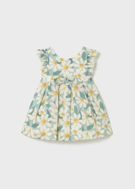 Vestido de ceremonia con holanes y estampado de flores bebé niña