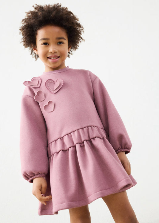 Vestido felpa corazones mini niña