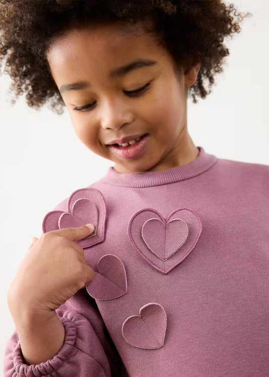 Vestido felpa corazones mini niña