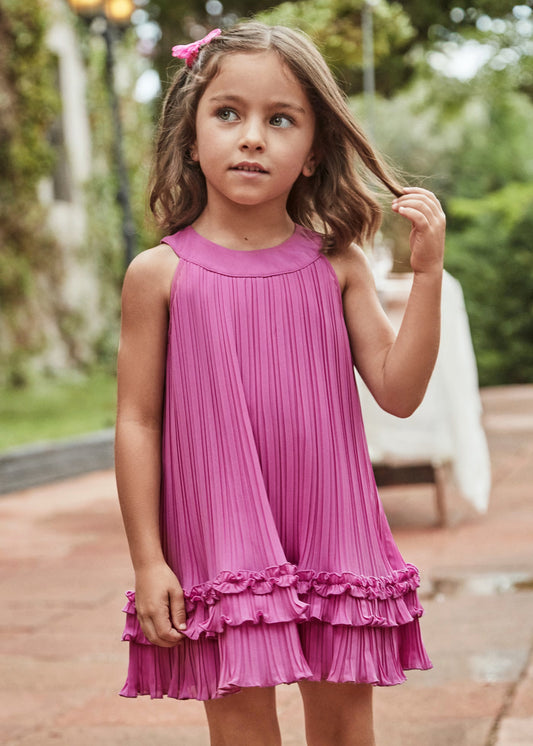 Vestido plisado orquídea mini niña