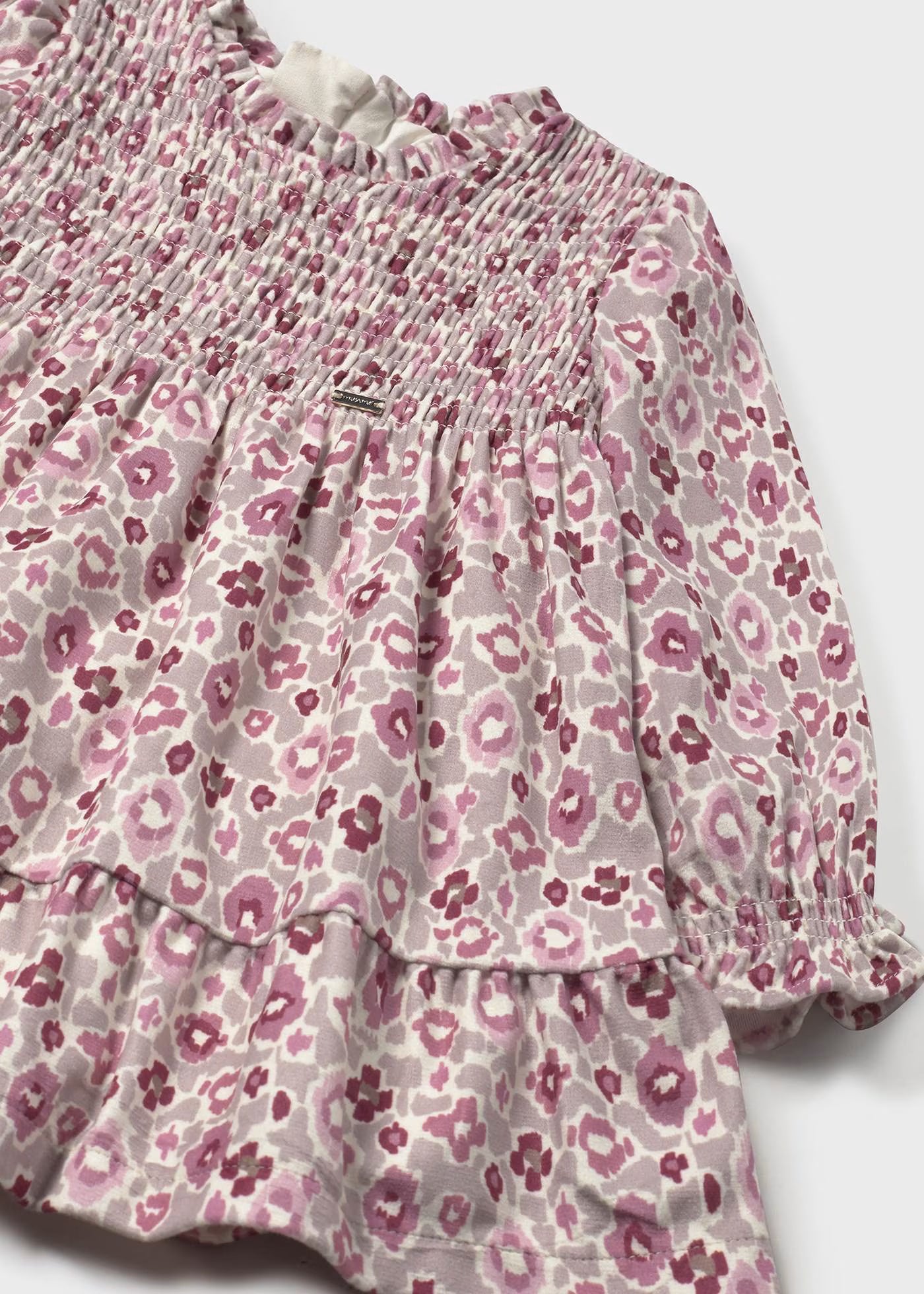 Vestido terciopelo con holanes flores bebé niña