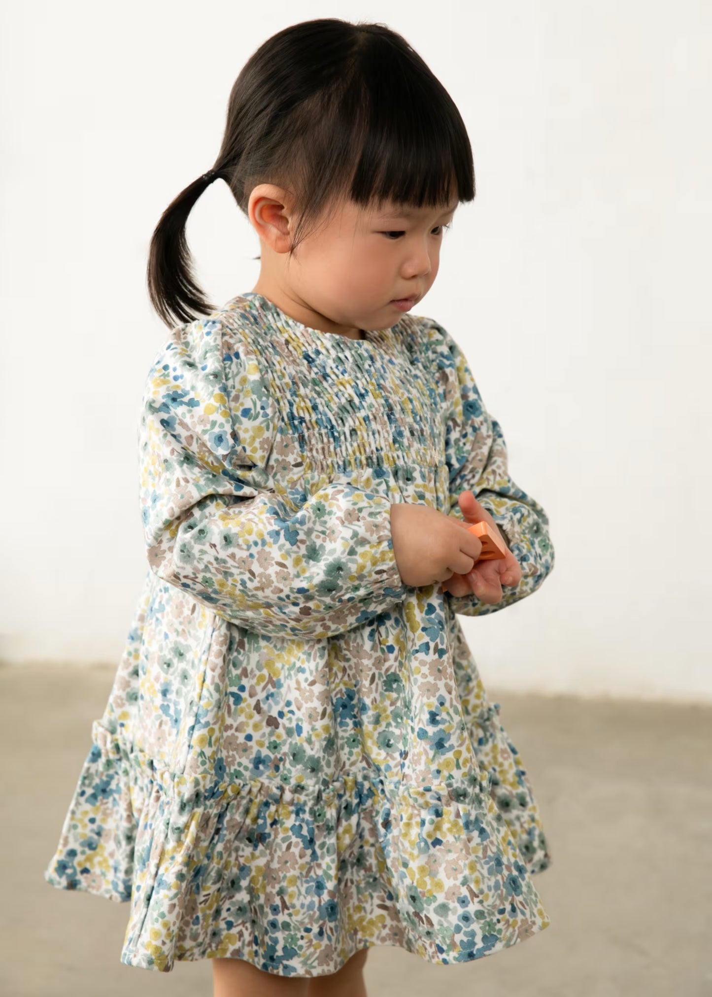 Vestido terciopelo anis bebé niña