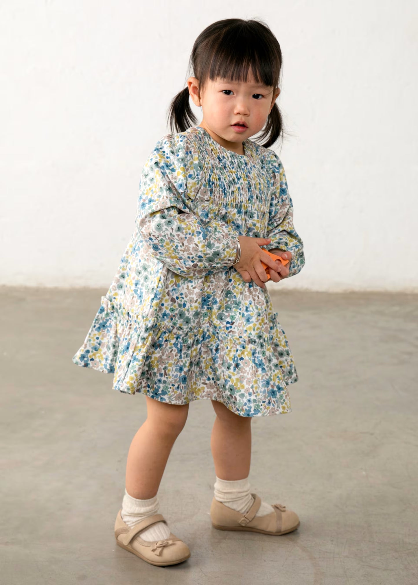 Vestido terciopelo anis bebé niña