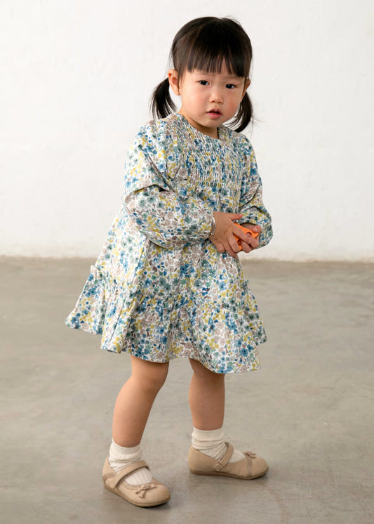 Vestido terciopelo anis bebé niña