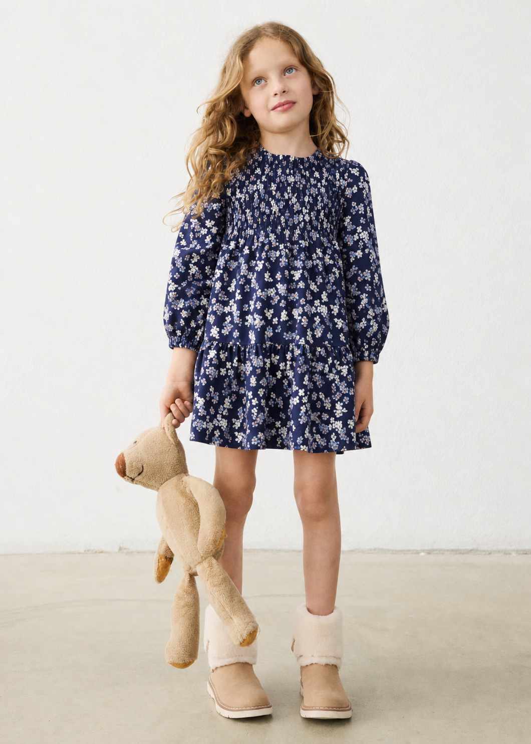 Vestido terciopelo estampado mini niña