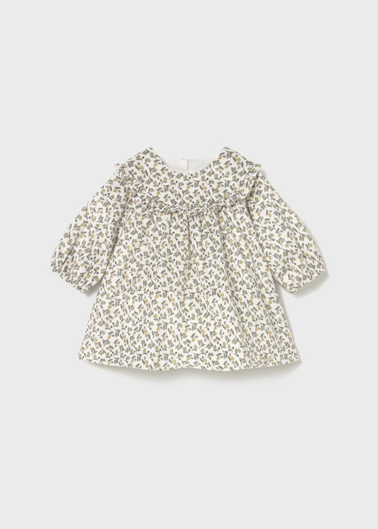 Vestido terciopelo estampado aceituna recién nacida