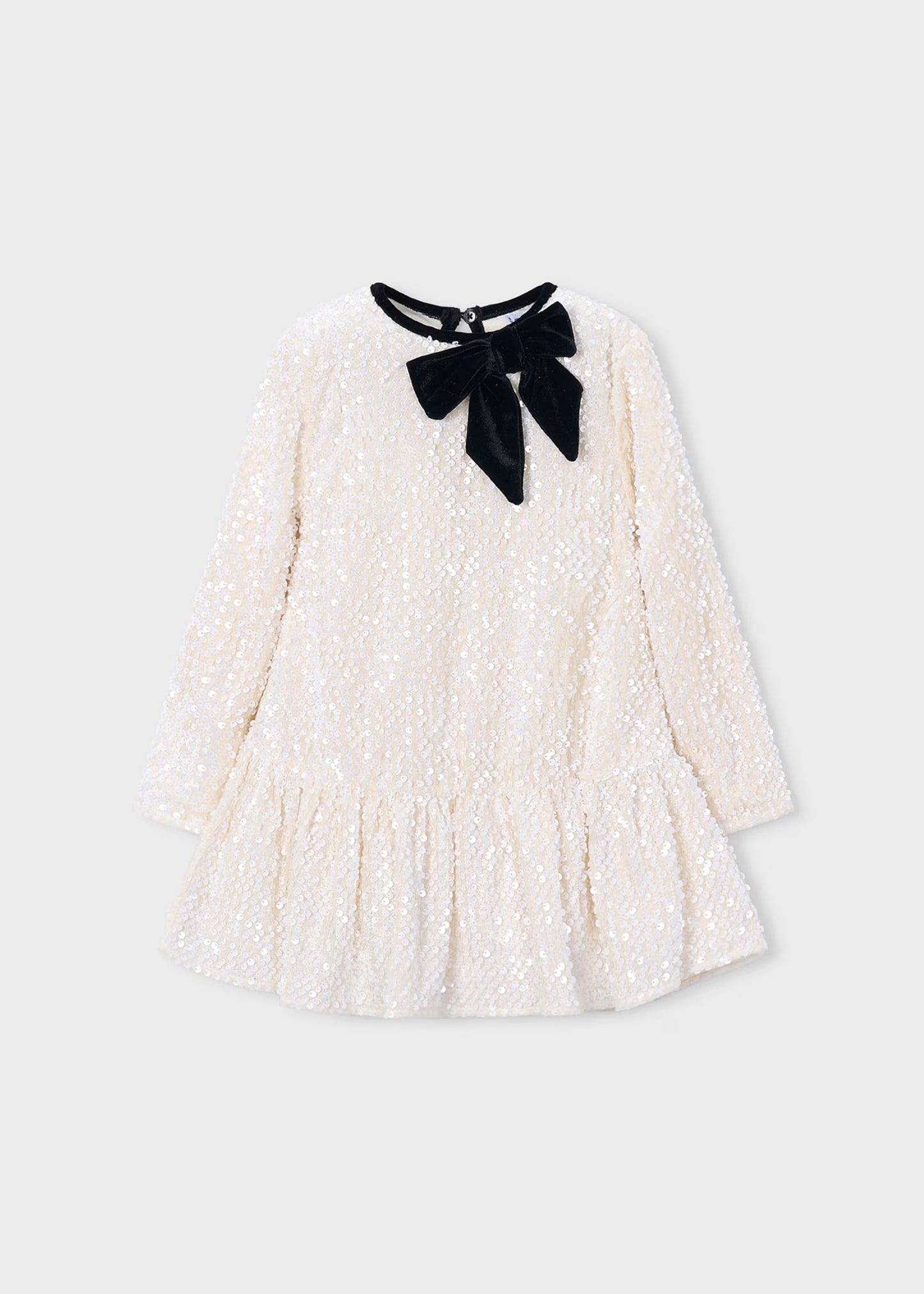 Vestido terciopelo lentejuelas moño mini niña
