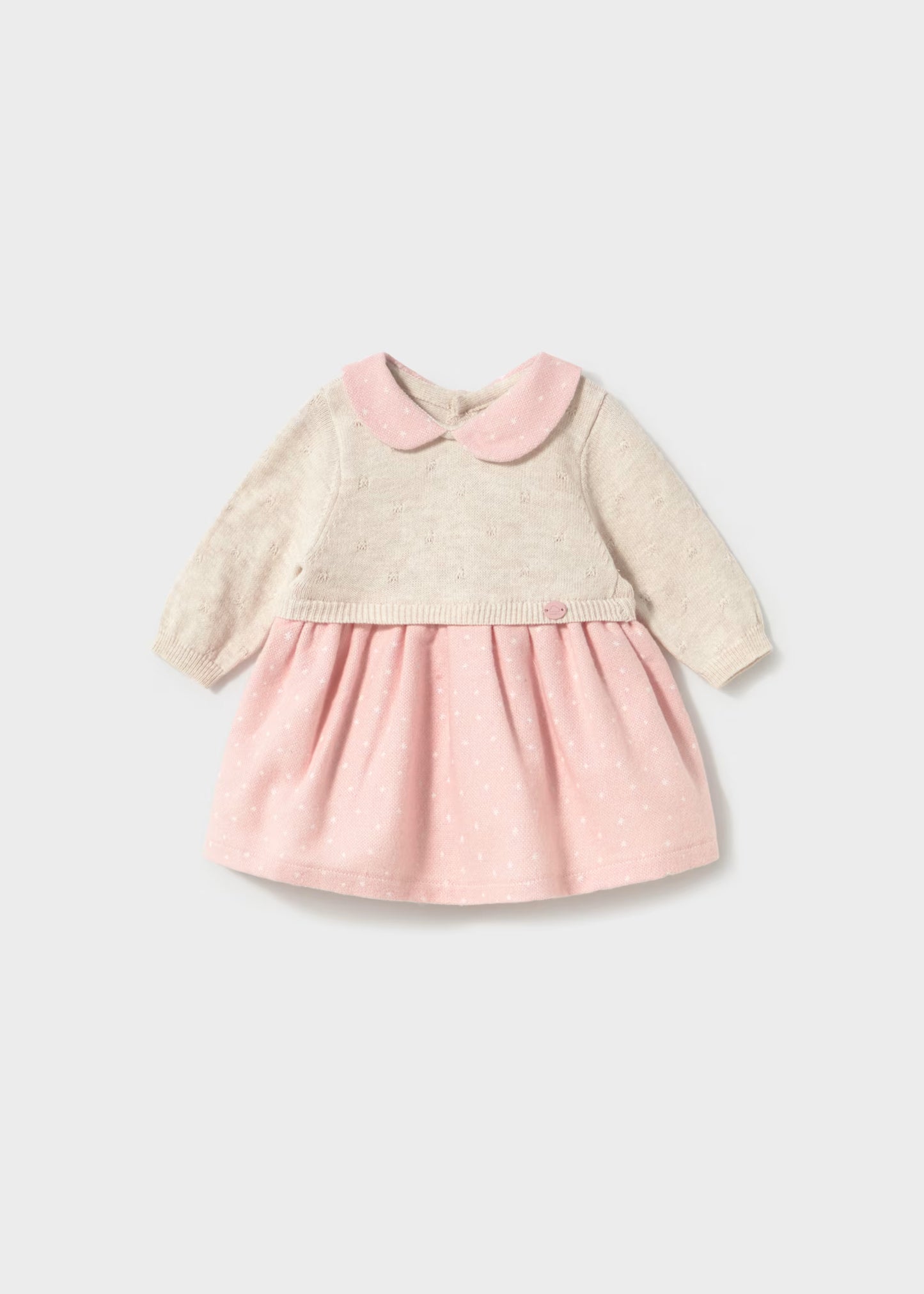 Vestido tricot combinado rosa recién nacida