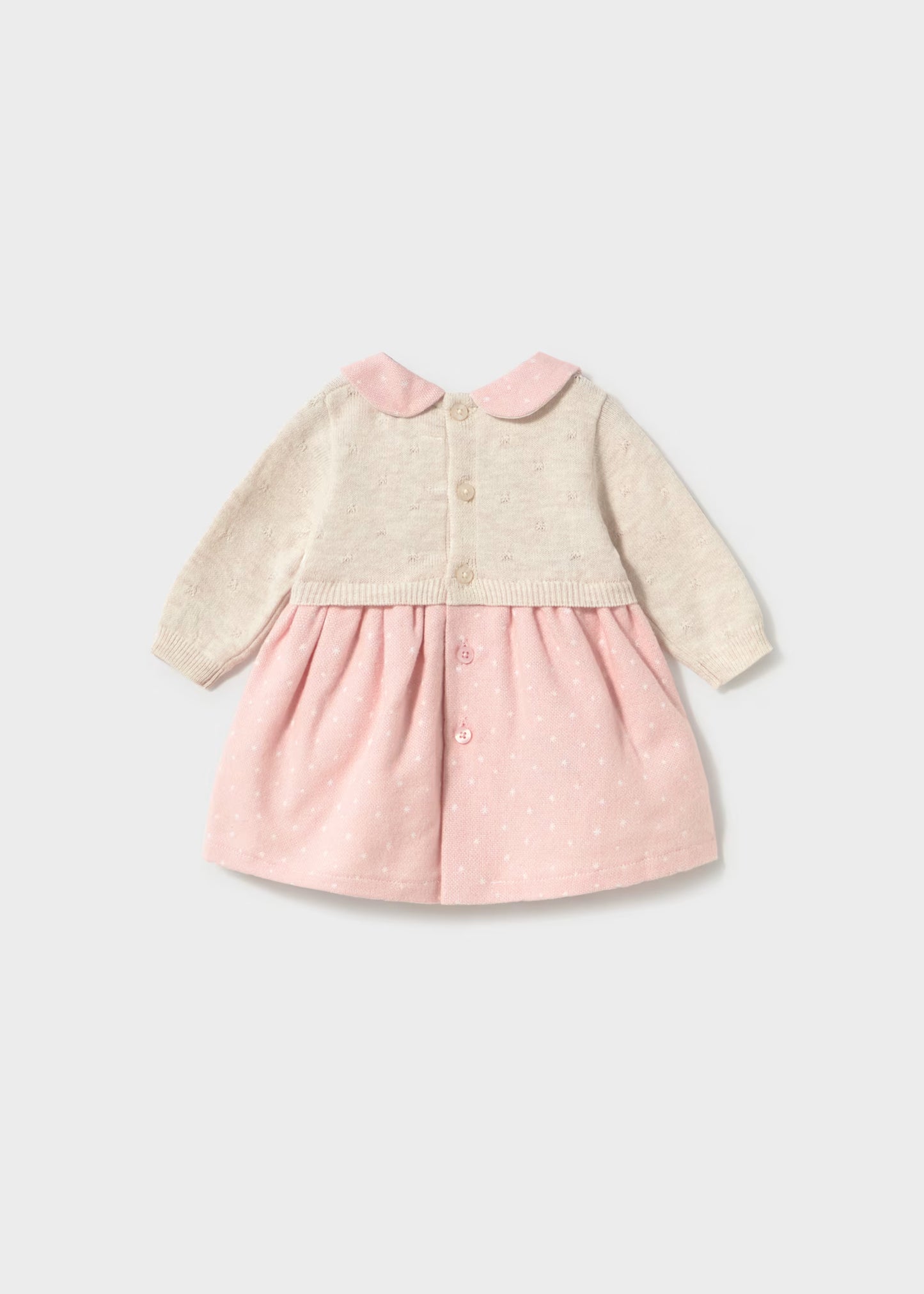 Vestido tricot combinado rosa recién nacida