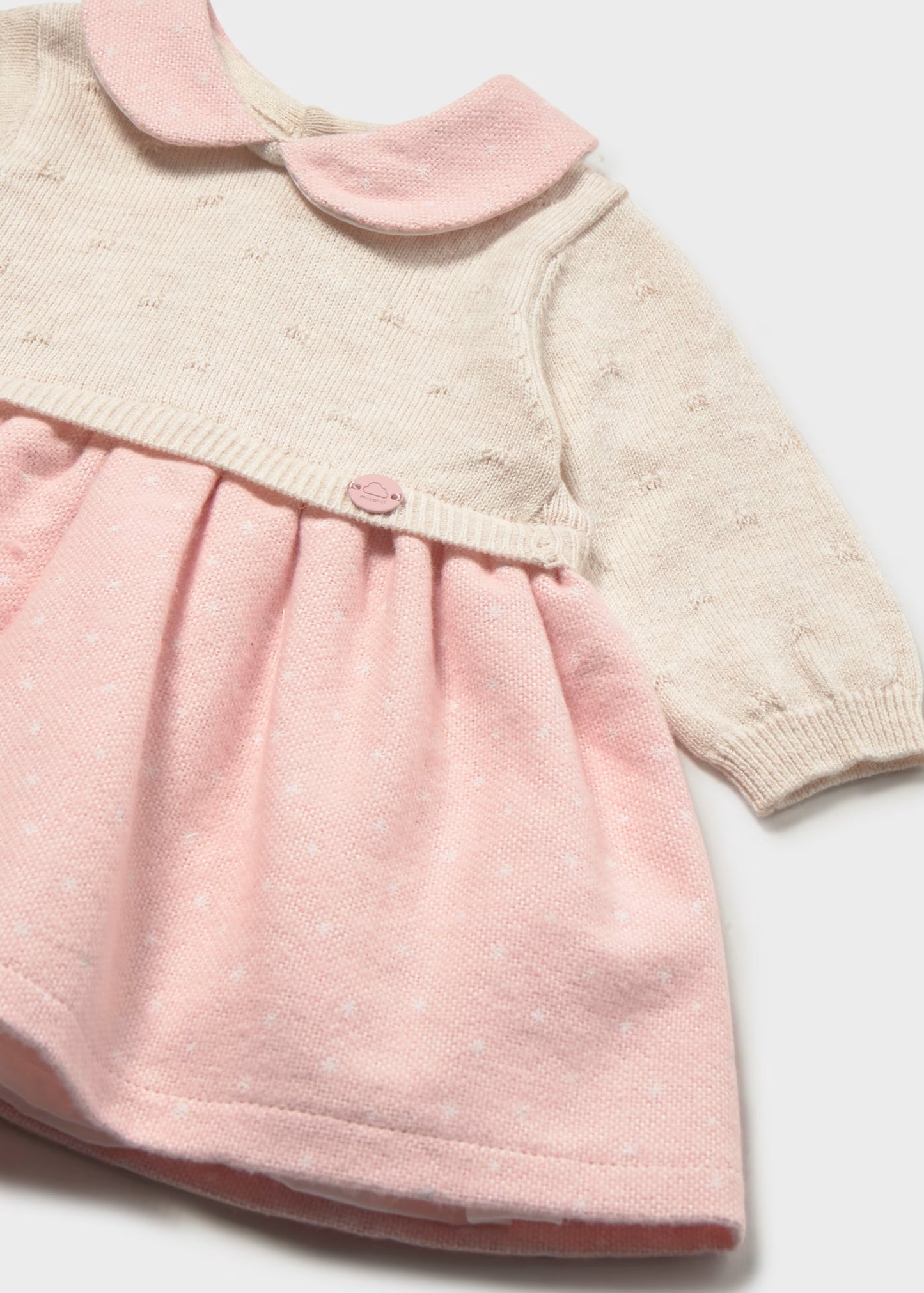 Vestido tricot combinado rosa recién nacida