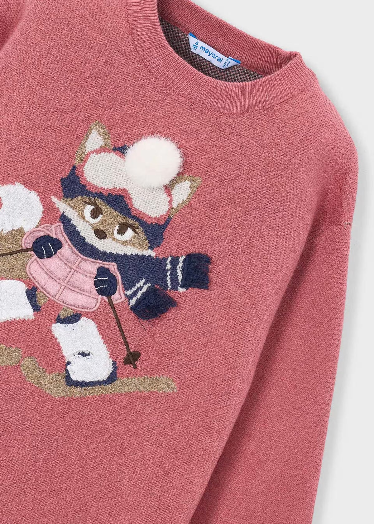 Vestido tricot rosa con bufanda mini niña