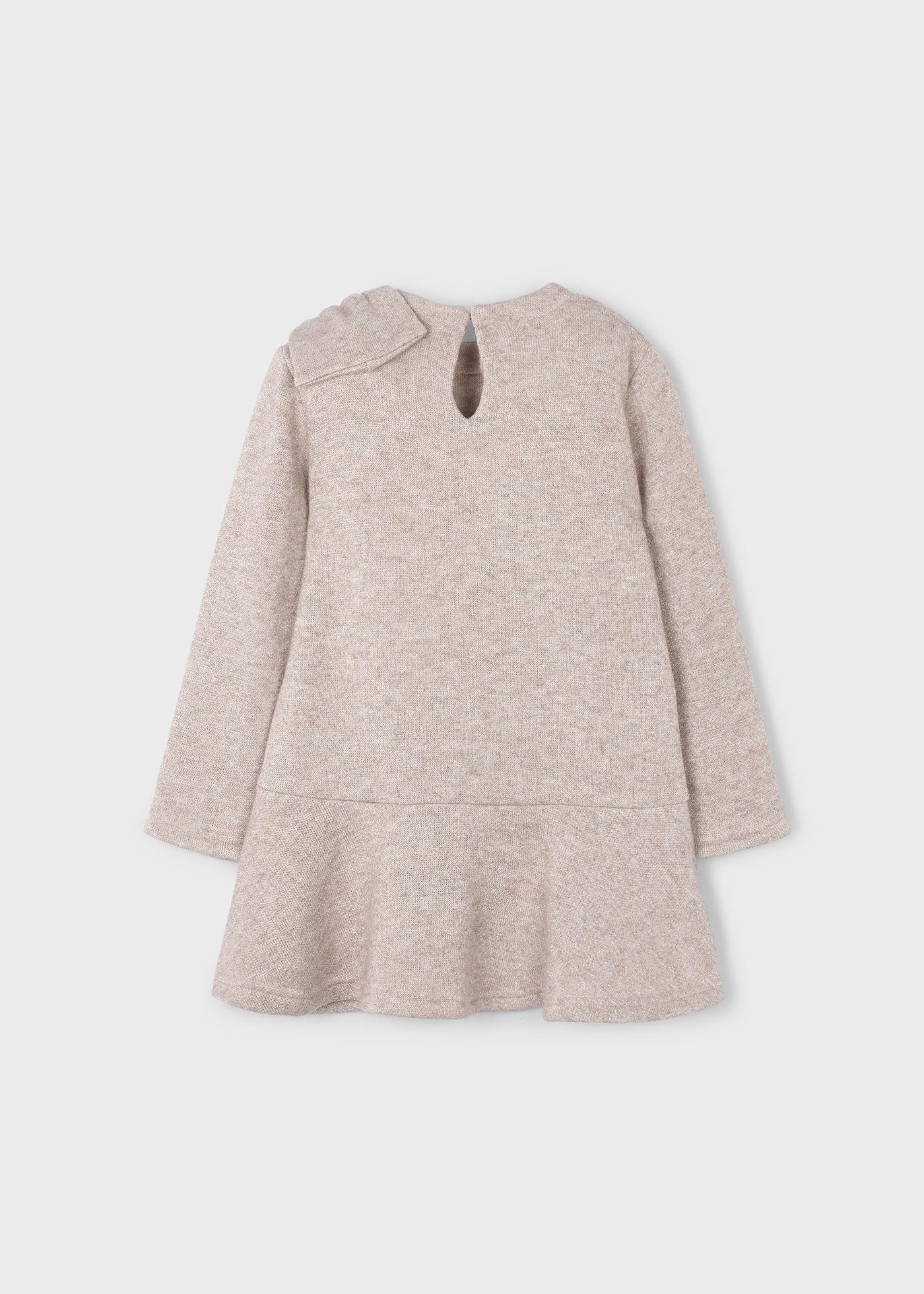 Vestido beige tricot moño mini niña