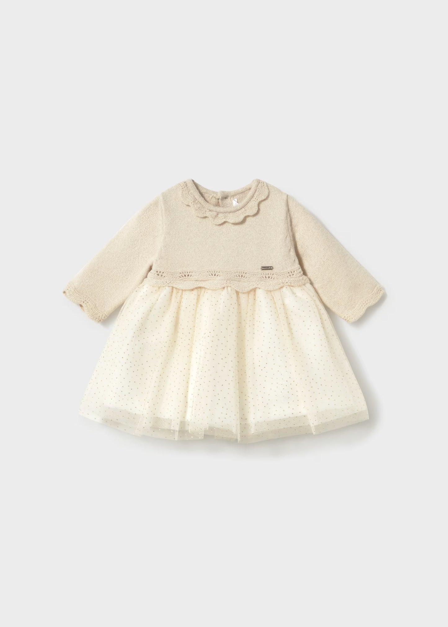 Vestido tricot tul champagne recién nacida