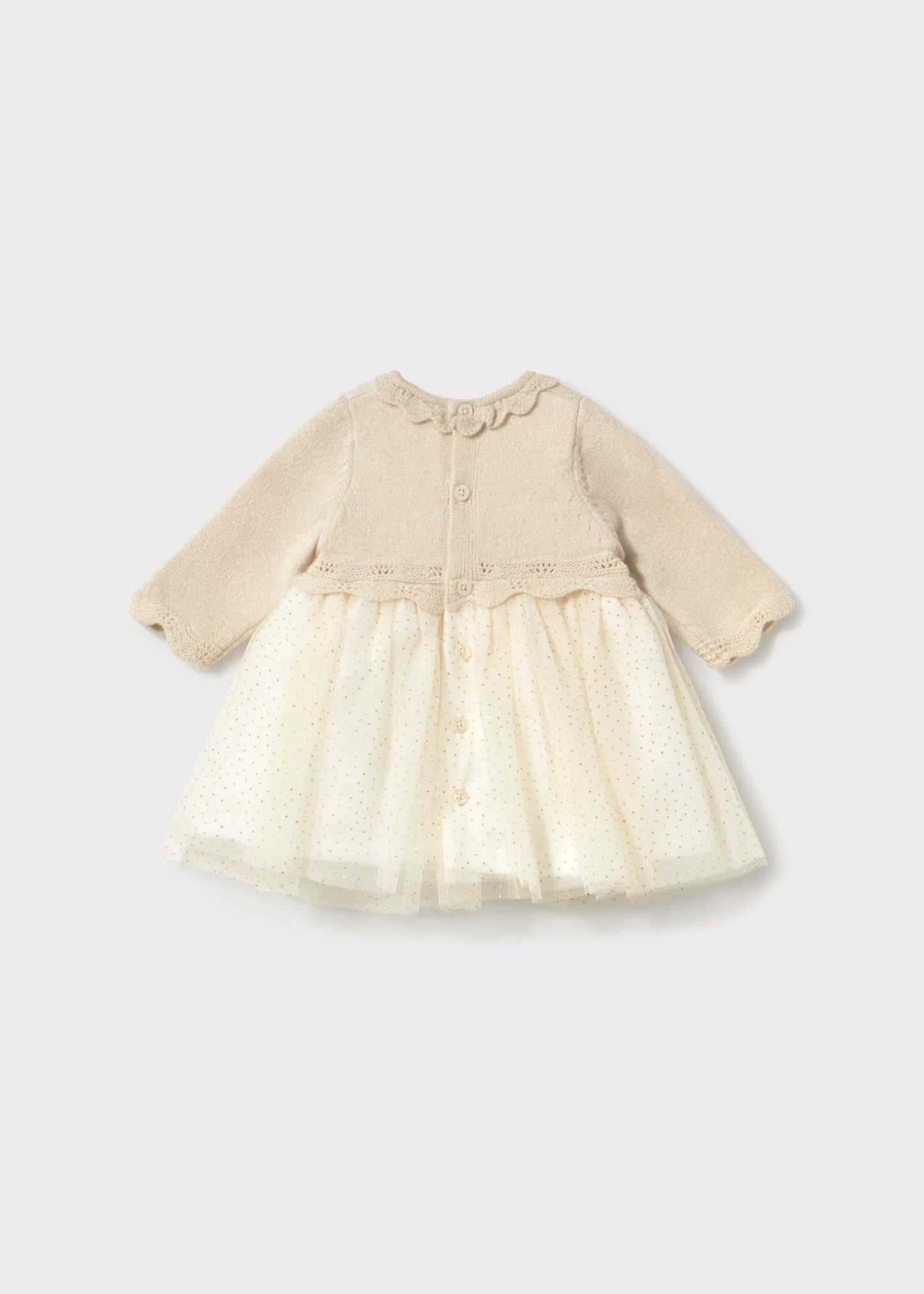 Vestido tricot tul champagne recién nacida