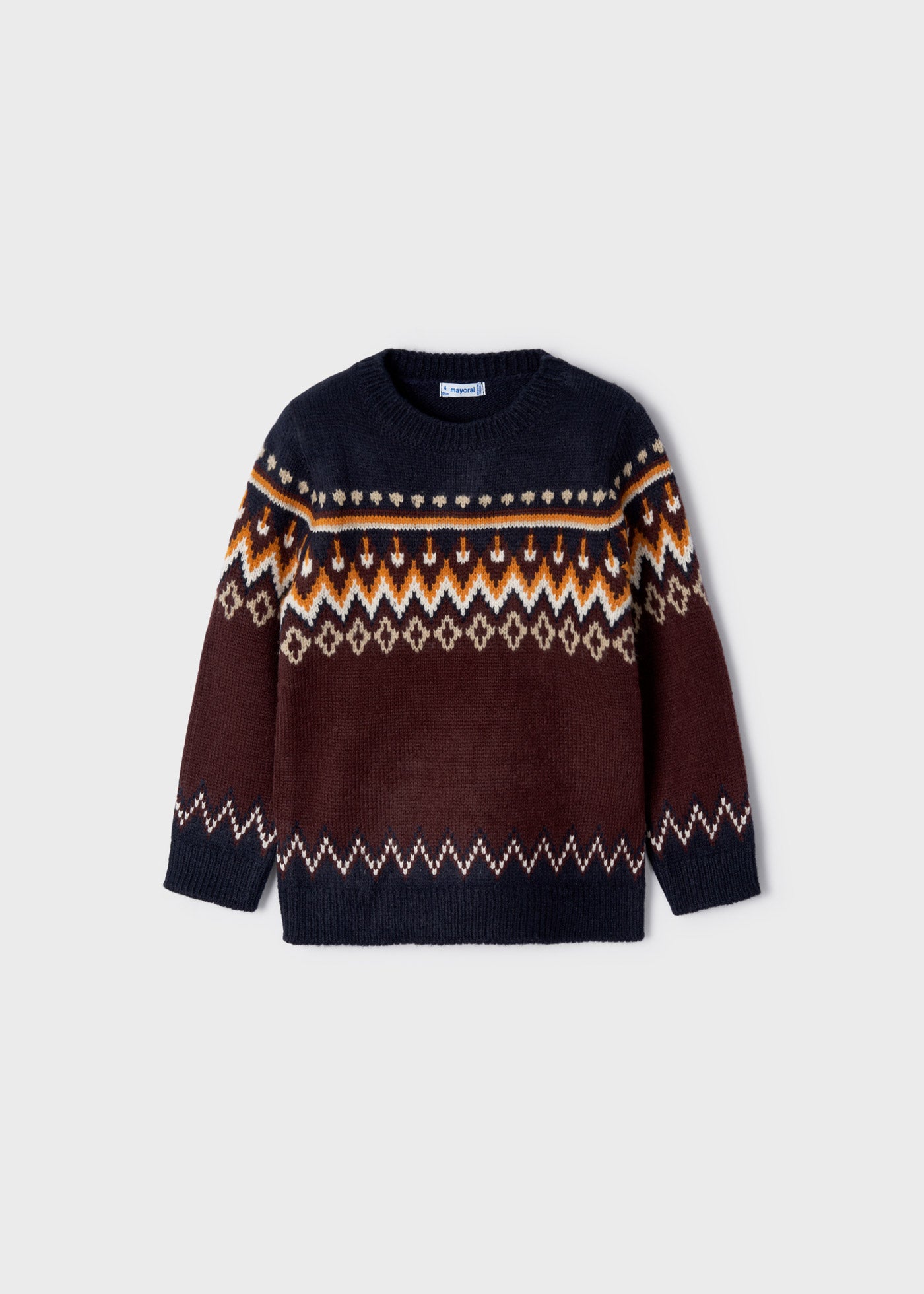Suéter con jacquard color ciruela mini niño