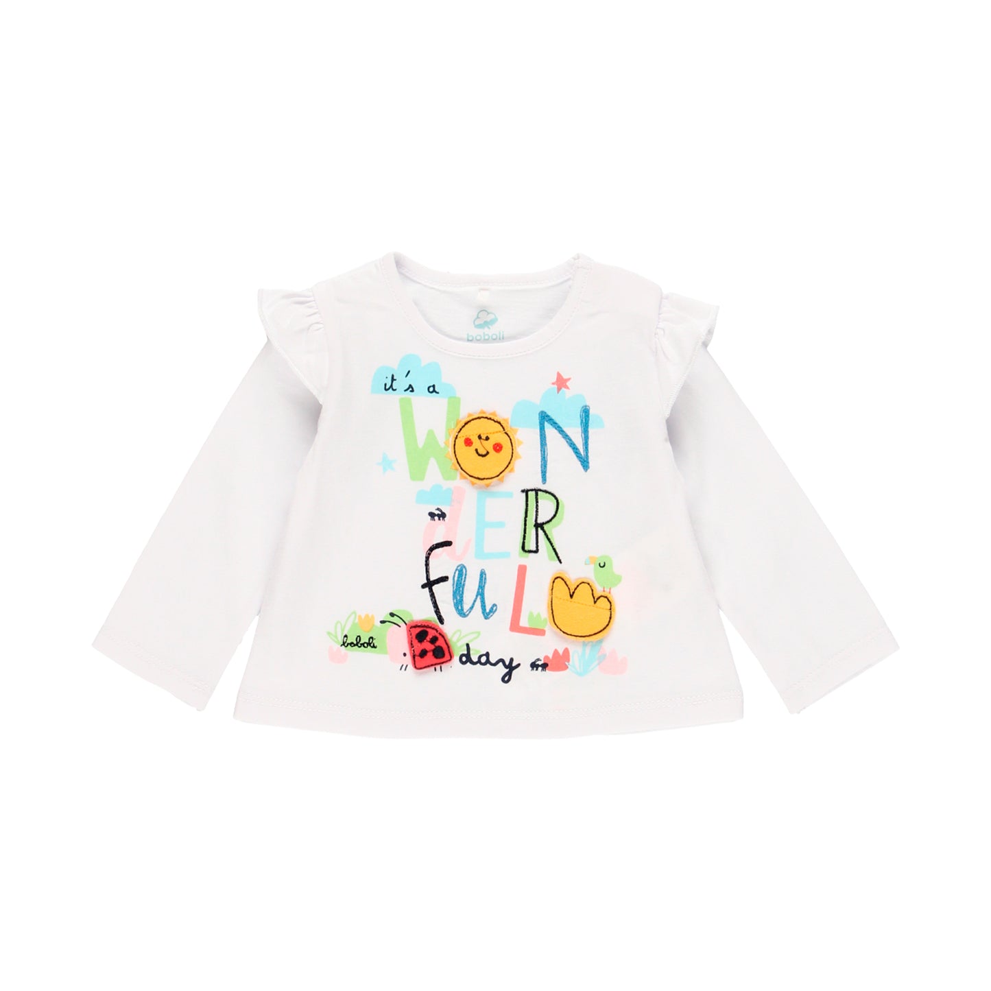Camiseta manga larga blanca bebé niña
