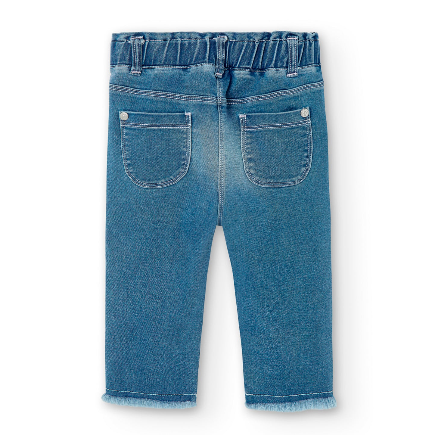 Pantalón mezclilla flores mini niña
