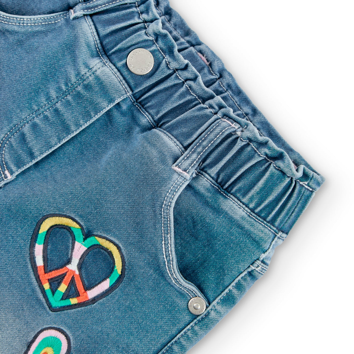Pantalón mezclilla flores mini niña