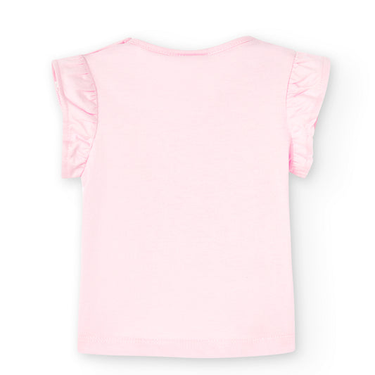 Blusa rosa estampada manga corta mini niña