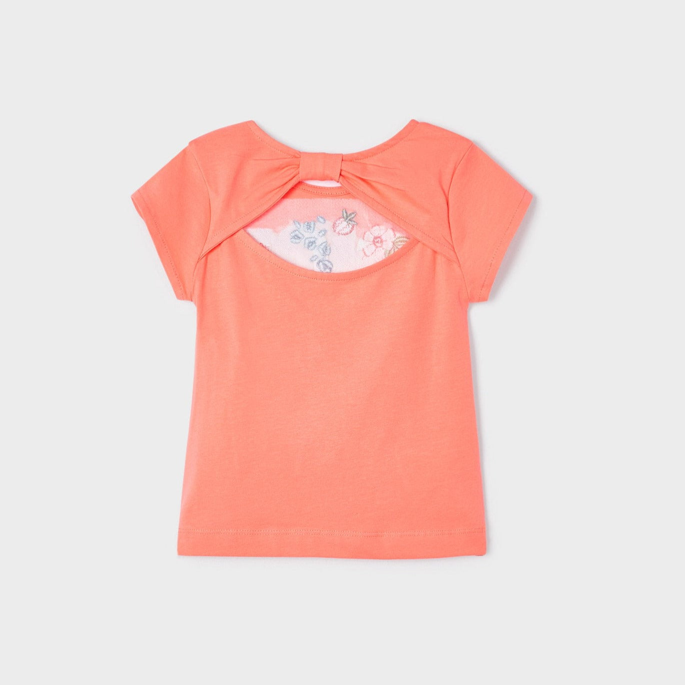Playera manga corta con motivo bordado de algodón para mini niña